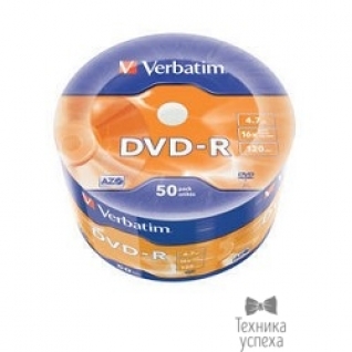 Verbatim Verbatim Диски DVD-R Verbatim 16-x 4.7Gb (50 шт)/Shrink/50 Azo (43788)