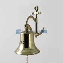 Сувенирная рында "1841" на кронштейне - якоре, корабельный колокол, d 14 см, цвет золото