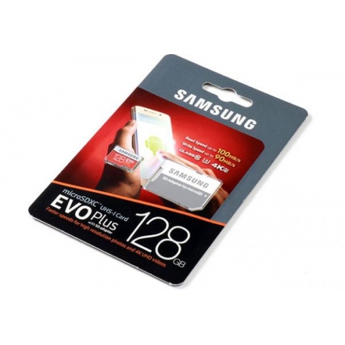 128GB Samsung EVO Plus microSDXC Class 10 UHS-I U3 + SD adapter Smartbuy 8944479 1