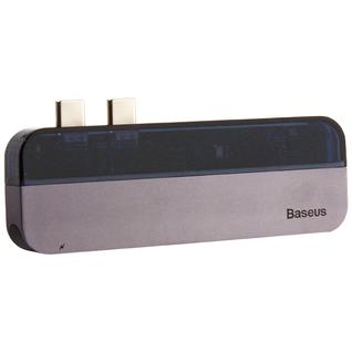 Переходник Baseus Transparent Series 5в1 (CAHUB-TSOG) Dual Type-C to USB3.0x2/Type-Cx2/ 4K HDMI для MacBook Графитовый