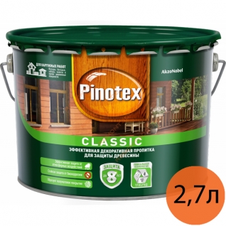 ПИНОТЕКС Классик антисептик для дерева бесцветный (2,7л) / PINOTEX Classic декоративная пропитка по дереву бесцветный (2,7л) Пинотекс