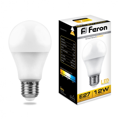 Светодиодная лампа Feron LB-93 (12W) 230V E27 2700K A60 8163782
