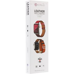 Ремешок кожаный COTEetCI W36 Fashoin Leather (WH5261-40-ACR) для Apple Watch 40мм/ 38мм (Long) Желтый-Красный