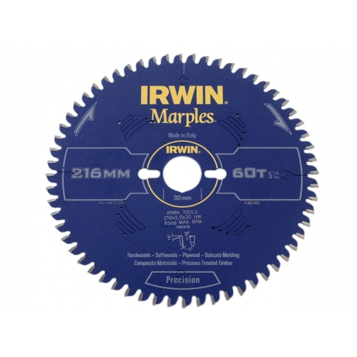 Диск пильный Irwin MARPLES Precision 216x2,5х80Tx30 мм по дереву, алюминию, пластику 8224874