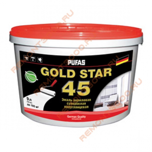 ПУФАС Gold Star 45 краска латексная моющаяся (9л) / PUFAS GoldStar 45 краска латексная моющаяся полуглянцевая (9л) 2170940
