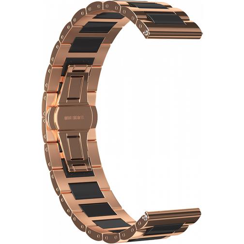 Ремешок металлический GSMIN Chafe 22 для Samsung Gear S3 Frontier / Classic / Galaxy Watch (46 mm) (Розовое золото - черный) 42767042 1