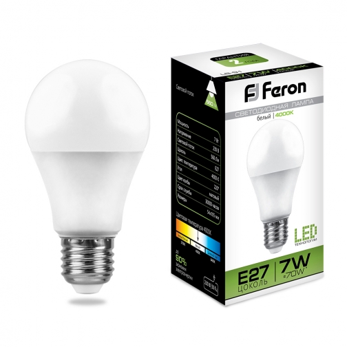 Светодиодная лампа Feron LB-91 (7W) 230V E27 4000K A60 8163779