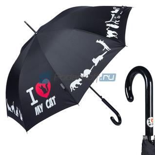 Зонт-трость "I love my cat", черный