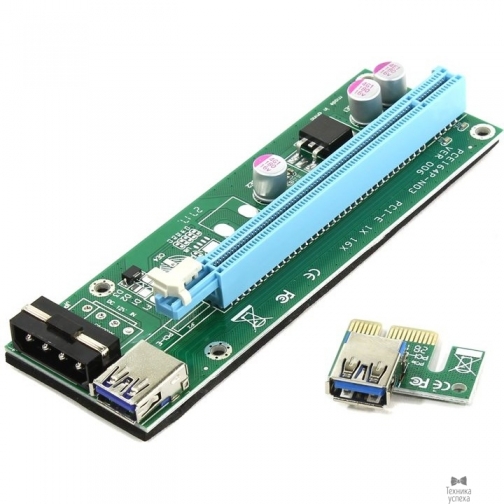 Espada Кабель удлинитель PCI-E x1 Male to PCI-E x16 Female с питанием 4 Pin, Espada, в комплекте кабель usb3.0 (EPCIeKit02 / 43343) 8949003