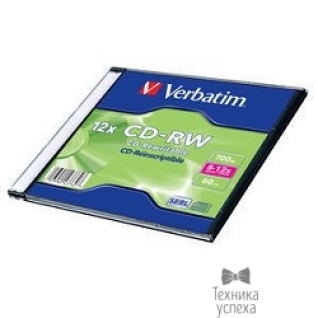 Verbatim Verbatim Диск CD-RW 700Mb 8-12x Slim case (20шт) (43762)