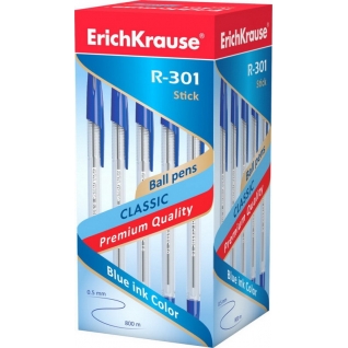 Ручка шариковая R-301 CLASSIC 1.0 Stick (коробка 50 шт.) CИНЯЯ ErichKrause