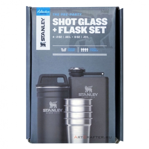 Набор Stanley Shot Glass Flask, стопки, футляр, фляга, чёрный Термосы Stanley 37979986
