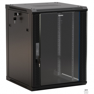 Hyperline Hyperline TWB-0945-GP-RAL9004 Шкаф настенный 19-дюймовый (19"), 9U, 500x 600х 450мм, стеклянная дверь с перфорацией по бокам, ручка с замком, цвет черный (RAL 9004) (разобранный)