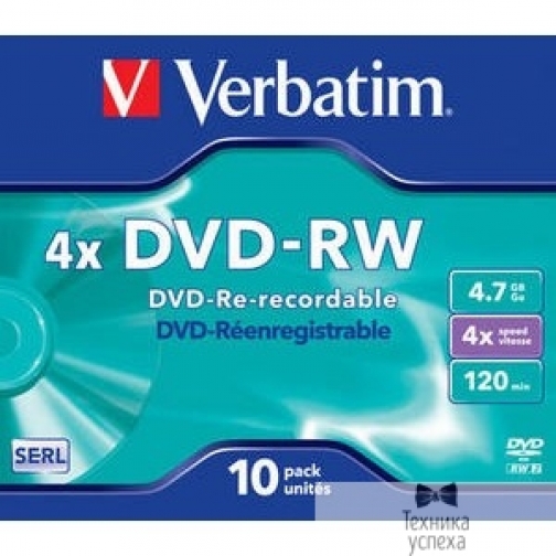 Verbatim Verbatim Диски DVD-RW Verbatim 4.7Gb 4x Jevel case (10шт) (43486) 7247482