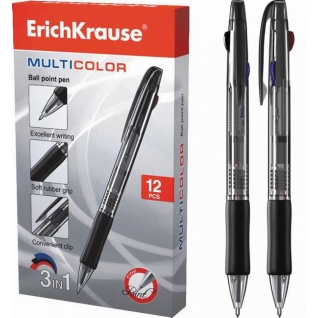 Ручка шариковая автоматическая MULTICOLOR 3 цвета в одном корпусе(синий, черный, красный), 0,7мм ErichKrause