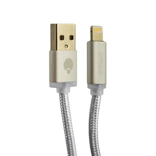 USB дата-кабель COTEetCI M30 NYLON series Lightning cable с индикатором CS2127-3M-TS (3.0 м) Серебристый 42531141