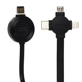 USB дата-кабель Baseus 4в1 Wireless Charging (Lightning+Type-C+MicroUsb+Apple Watch) (CA1T4-J0G) 0.18м Черный