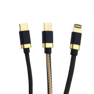 USB дата-кабель Innovation (O3IMT-OCTOPUS) Lux 3в1 Lightning+MicroUSB+Type-C Cable 2A (1.2м) Черный