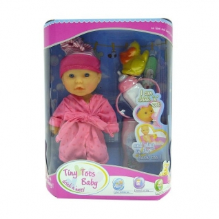 Пупс Tiny Tots Baby в розовом халате с аксессуарами (пьет, писает), 23 см Shantou