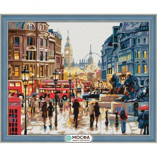 Картина по номерам "Осень в Лондоне" на ч/б холсте, 40 х 50 см Мосфа