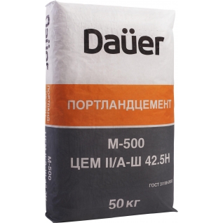 ДАУЭР цемент М-500 Д20 (50кг) / DAUER портландцемент М-500 ЦЕМ II/А-Ш 42,5Н (50кг) Дауэр
