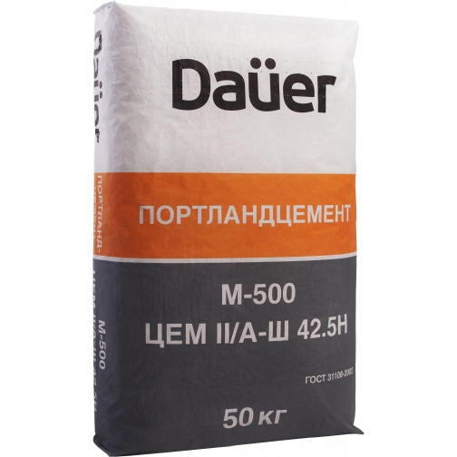ДАУЭР цемент М-500 Д20 (50кг) / DAUER портландцемент М-500 ЦЕМ II/А-Ш 42,5Н (50кг) Дауэр 2171084