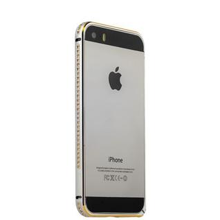Бампер металлический COTEetCI для iPhone SE/ 5s/ 5 - (CS1618-TSG) Серебристый с золотыми кристалами