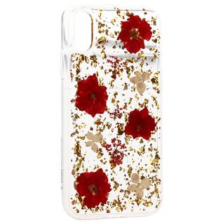 Чехол-накладка силиконовая K-Doo Flowers TPU+Dried Flowers+Lucite для Iphone XS Max (6.5") Красная