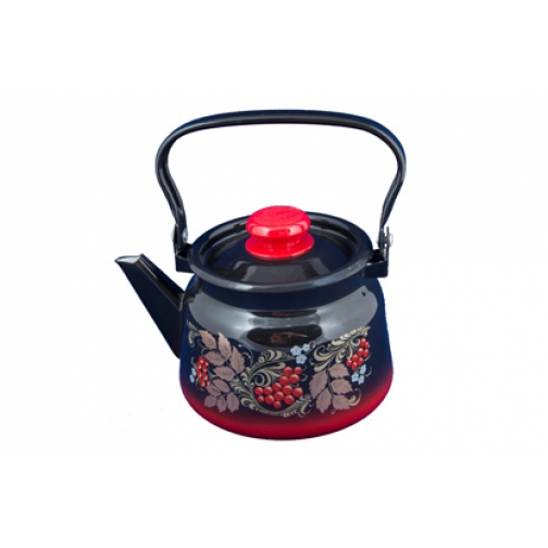Сибирские товары Чайник эмалированный 2,3 л с рисунком красно-чёрный 37650934