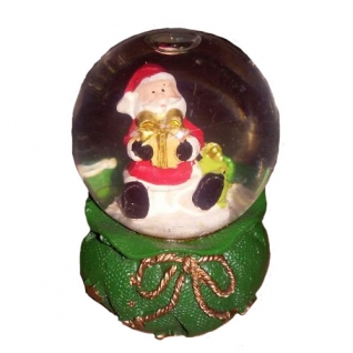 (УЦЕНКА) Новогоднее украшение "Снежный шар" - Дед Мороз, зеленый, 4.5 см Snowmen