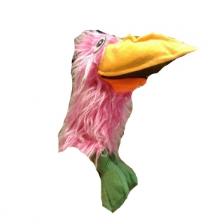 Игрушка на руку "Каркающая ворона", розово-зеленая, 23 см