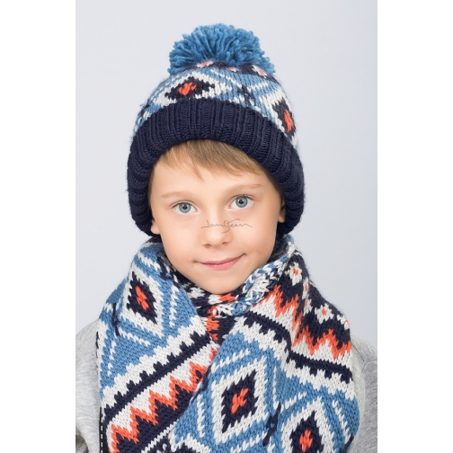 Шапка и шарф для мальчика HD 4019 голубые 8171288