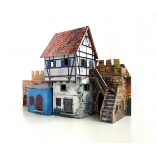 Сборная модель из картона "Средневековый город" - Дом у стены Умная бумага
