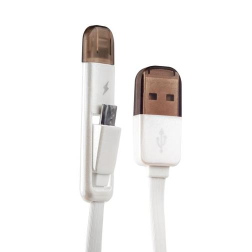 USB дата-кабель Remax TRANSFORMERS high speed 2в1 lightning & microUSB плоский (1.0 м) белый 42531918