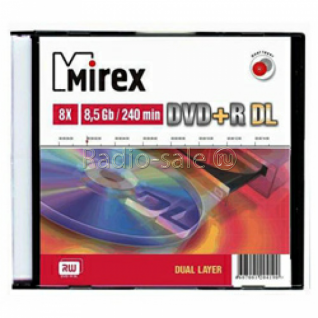 Диск DVD+R DL Mirex (1шт) "Dual Layer" [8.5Gb/8x] SLIM-футляр [UL130062A8S]