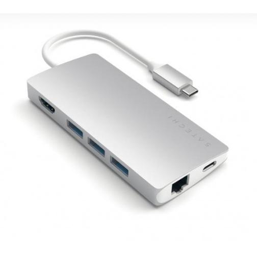USB-концентратор Satechi Type-C Multi-Port Adapter 4K with Ethernet V2 ST-TCMA2S Silver (серебристый) 42301602
