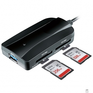 Ginzzu USB 3.0 Card reader SDXC/SD/SDHC/MMC/MS/microSD/M2 + 3xUSB 3.0 HUB GR-317UB Black
