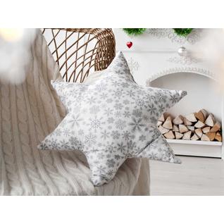 Декоративная подушка ПМ: Сима-Ленд Подушка декоративная звезда «Снежинки» 50х50 см, цвет серый 4413216
