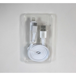 Кабель 2 в 1 Micro USB Lightning IPhone 1метр (Isa) (белый)