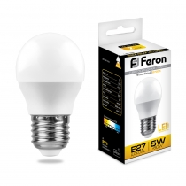 Светодиодная лампа Feron LB-38 (5W) 230V E27 2700K G45