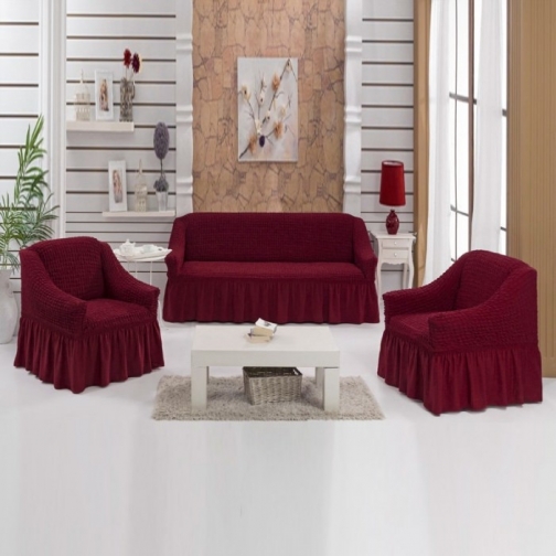 Набор текстильный для дома Диван, 2 кресла, кровать, бордо 37678811