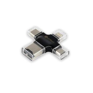 Кардридер COTEetCI 4в1 TF (USB/ USB-C/ MicroUSB/ Lightning) Card reader CS5125-BK Черный