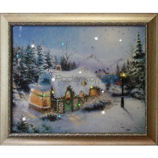 Картина "Рождественский Домик" с кристаллами Swarovski