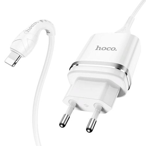 Адаптер питания Hoco N1 Ardent single port charger с кабелем Lightning (USB: 5V max 2.4A) Белый 42812298