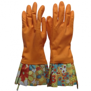 Перчатки хозяйственные удлиненные с манжетой (оранж)