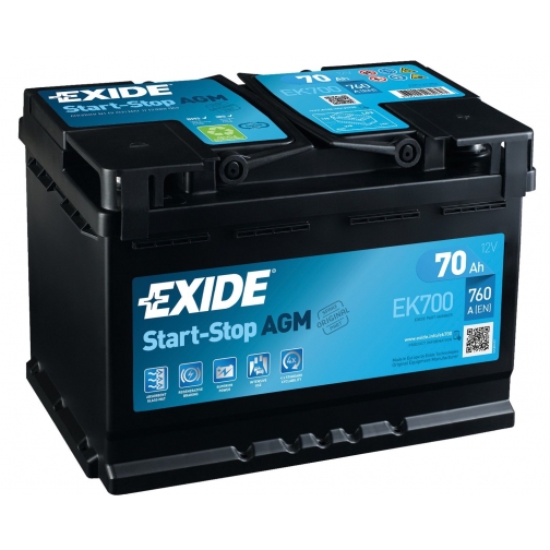Аккумулятор легковой Exide Start-Stop AGM EK700 70 Ач 37900247