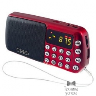 Perfeo Perfeo мини-аудио СИНИЦА FM, MP3 USB/TF часы, Repeat,цифровые кнопки, USB/1200mAh, красный (i70-RED)