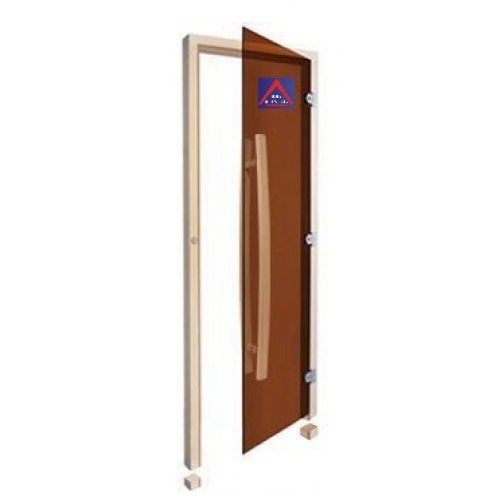 Дверь SAWO 741-3SGA-R-1, бронза без порога с вертикальной изогнутой ручкой 558, правая, осина 6012756