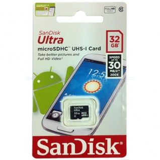 32GB SanDisk Ultra MicroSDHC UHS-I Class 10 + SD adapter