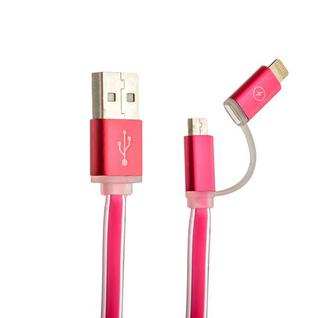 USB дата-кабель COTEetCI M15 (CS2122-MR) 2в1 lightning & microUSB cable плоский (1.0 м) розовый